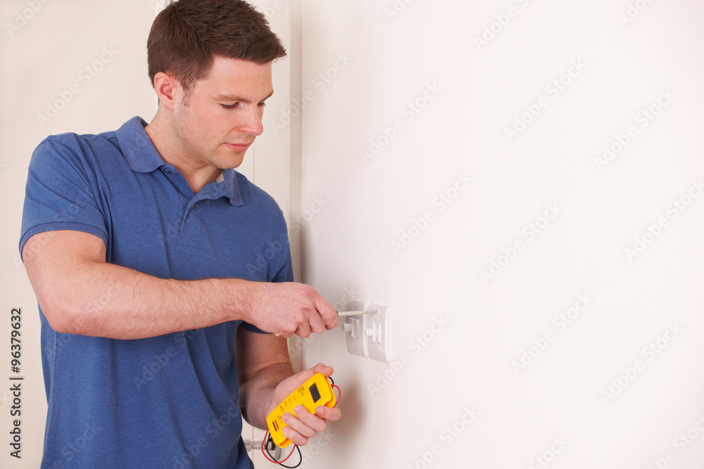 Electrician Testing Wiring On Switch Electrician Testing Wiring On Switch