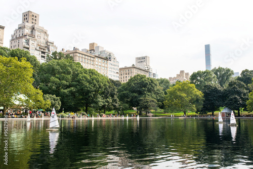 model boats sailing on Conservatory Water in central park in manhattan, new york city © ydumortier