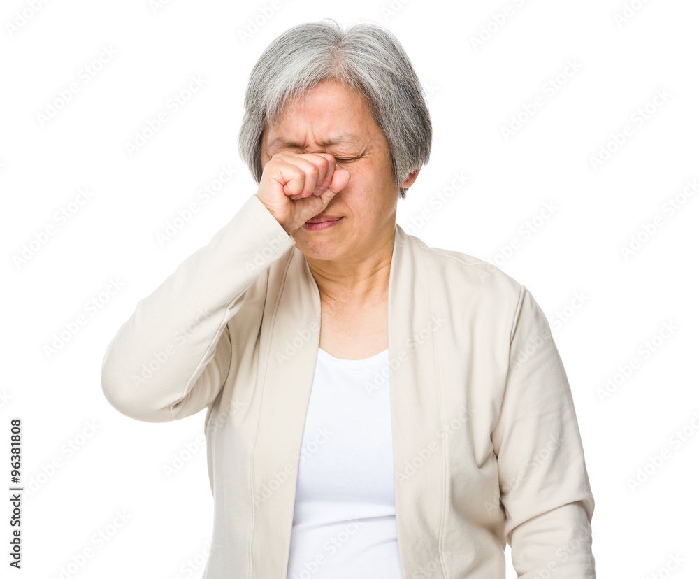 Grandmother feeling painful of the head