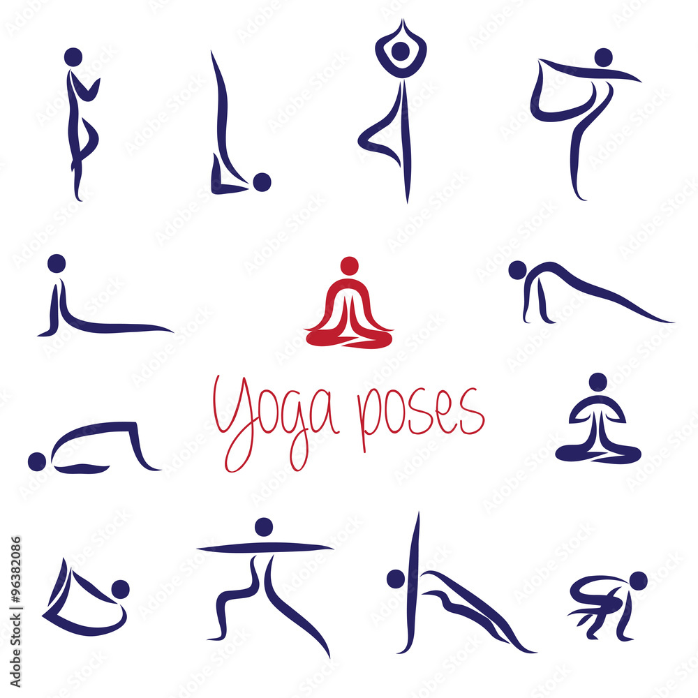 Yoga Silhouettes Asanas pack Vector Yoga Silhouettes Asanas pack Vector