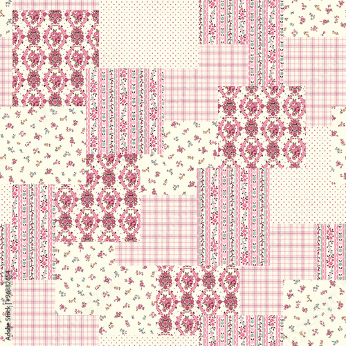 花柄をパッチワークに