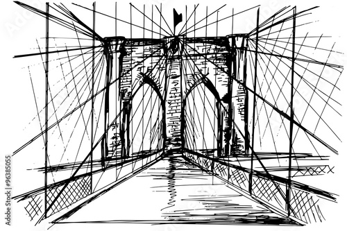 Hand drawn Brooklyn Bridge - vector