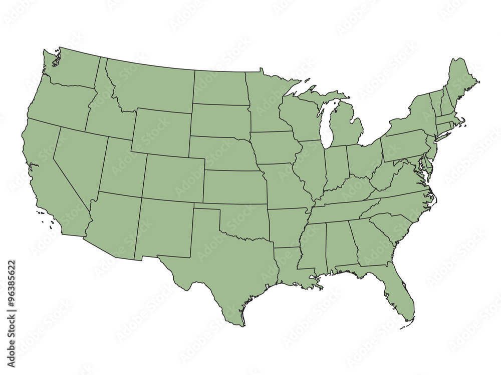 green map of United States