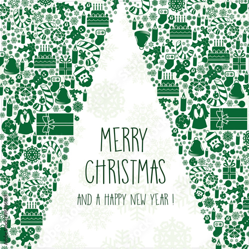 Tannenbaum - grün auf weiß