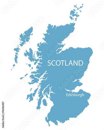 blue map of Scotland with indication of Edinburgh