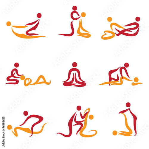 Set of peoples doing massage