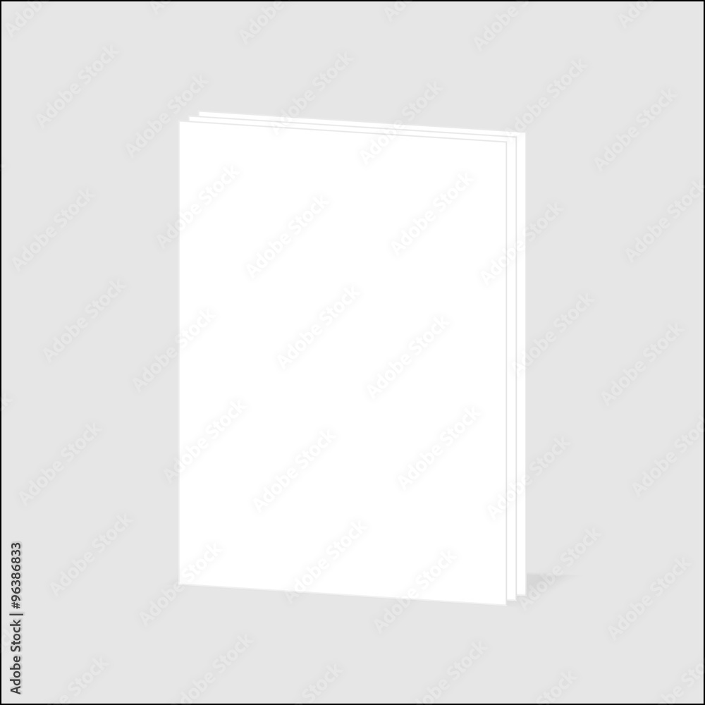 Blank vertical book cover template with pages in front side Blank vertical book cover template with pages in front side