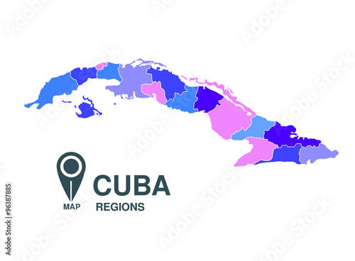 Cuba map regions photo