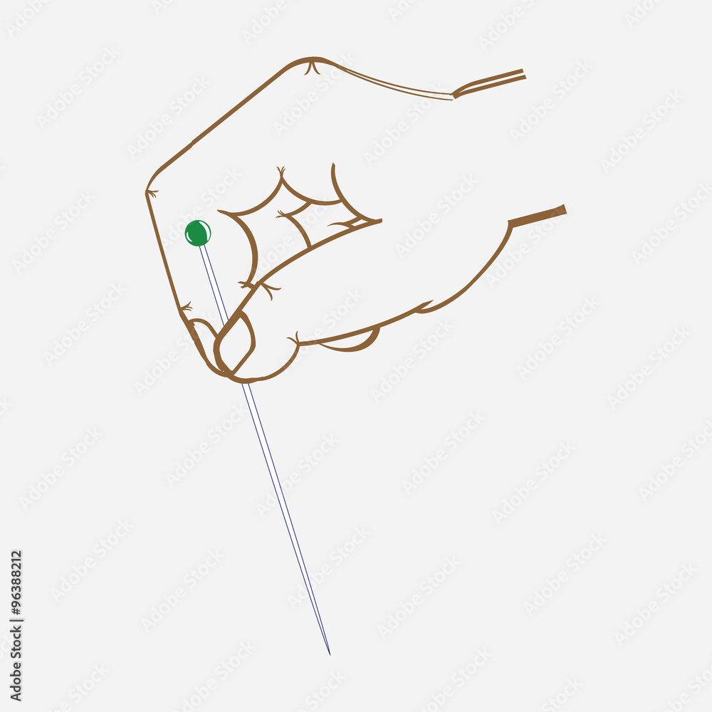 image of a hand with a needle image of a hand with a needle