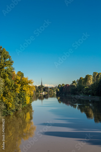 The Po River in Turin in autumn, Italy