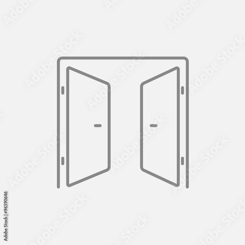 Open doors line icon.