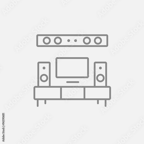 TV flat screen and home theater line icon.