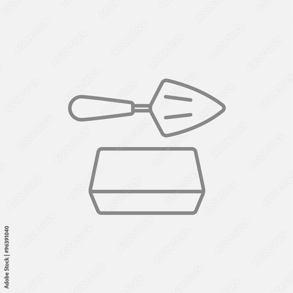Spatula with brick line icon.