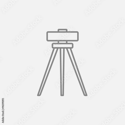 Theodolite on tripod line icon.