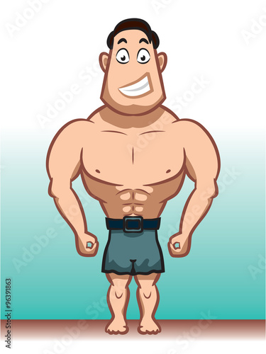 Male character, strong, cheerful - vector