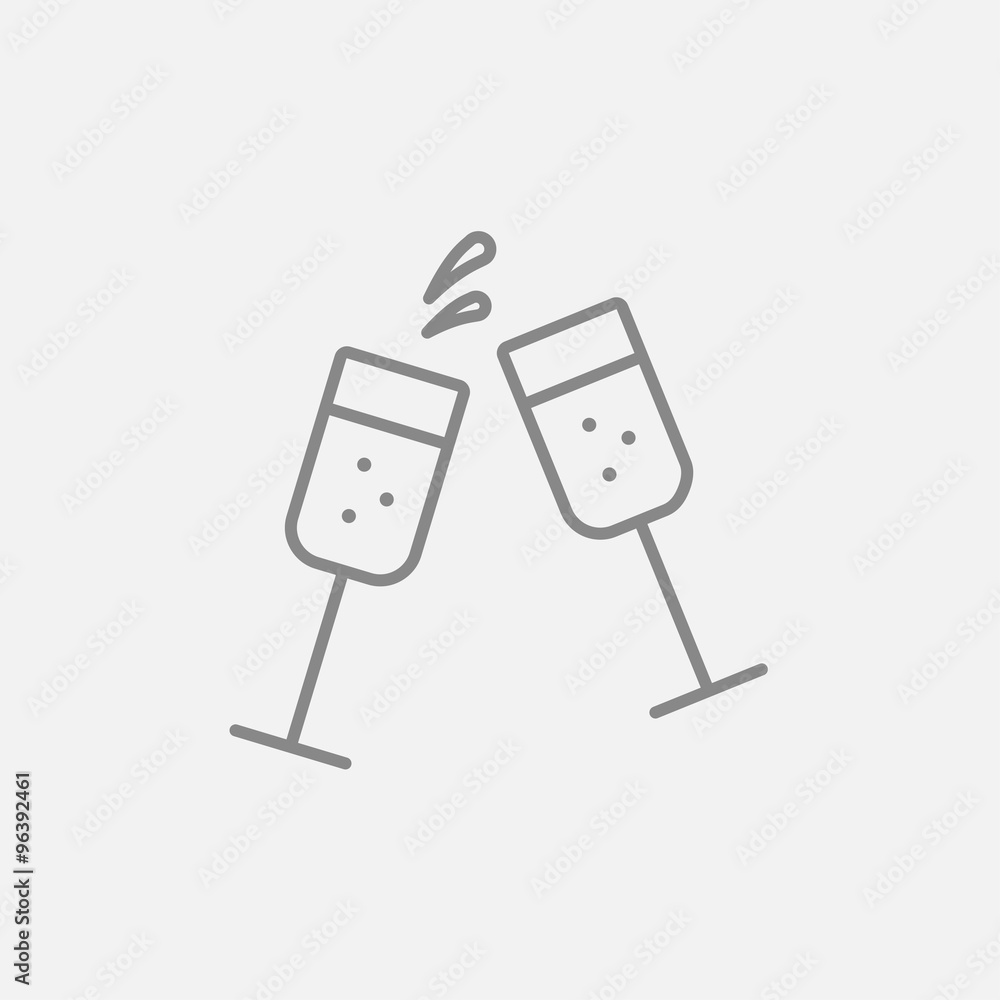 Two glasses of champaign line icon. Two glasses of champaign line icon.