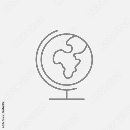 World globe on stand line icon.