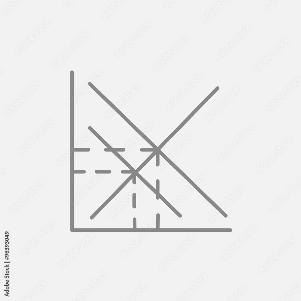 Mathematical graph line icon.