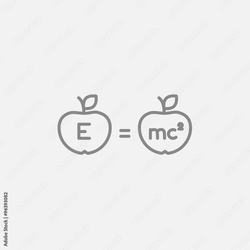 Two apples with formulae line icon. Two apples with formulae line icon.