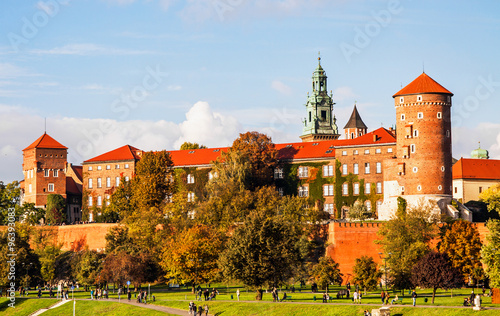 Wawel hill with castle in Krakow