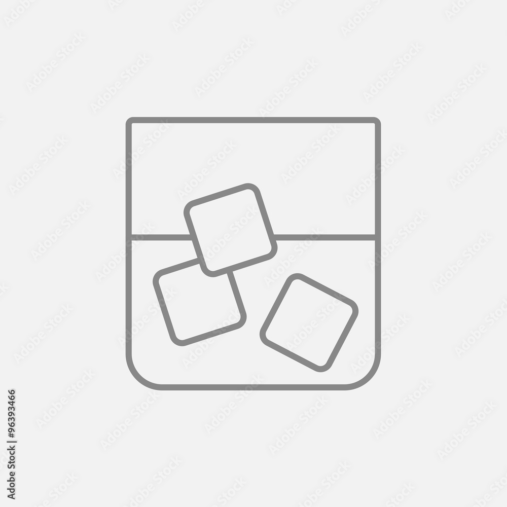 Glass of water with ice line icon. Glass of water with ice line icon.