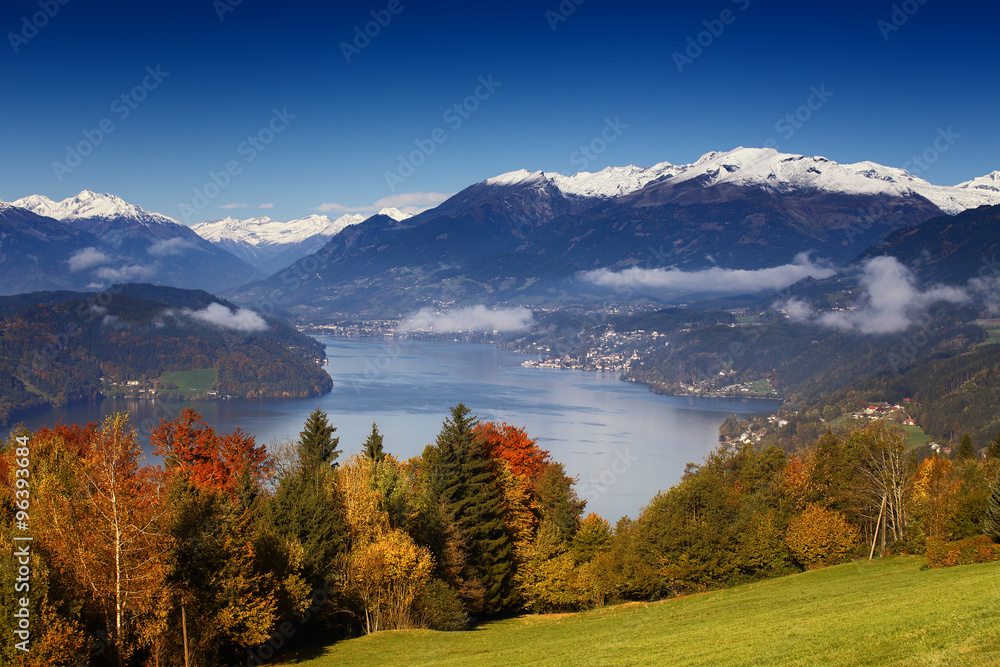 Autumn morning view on Lake Millstatt in Austria