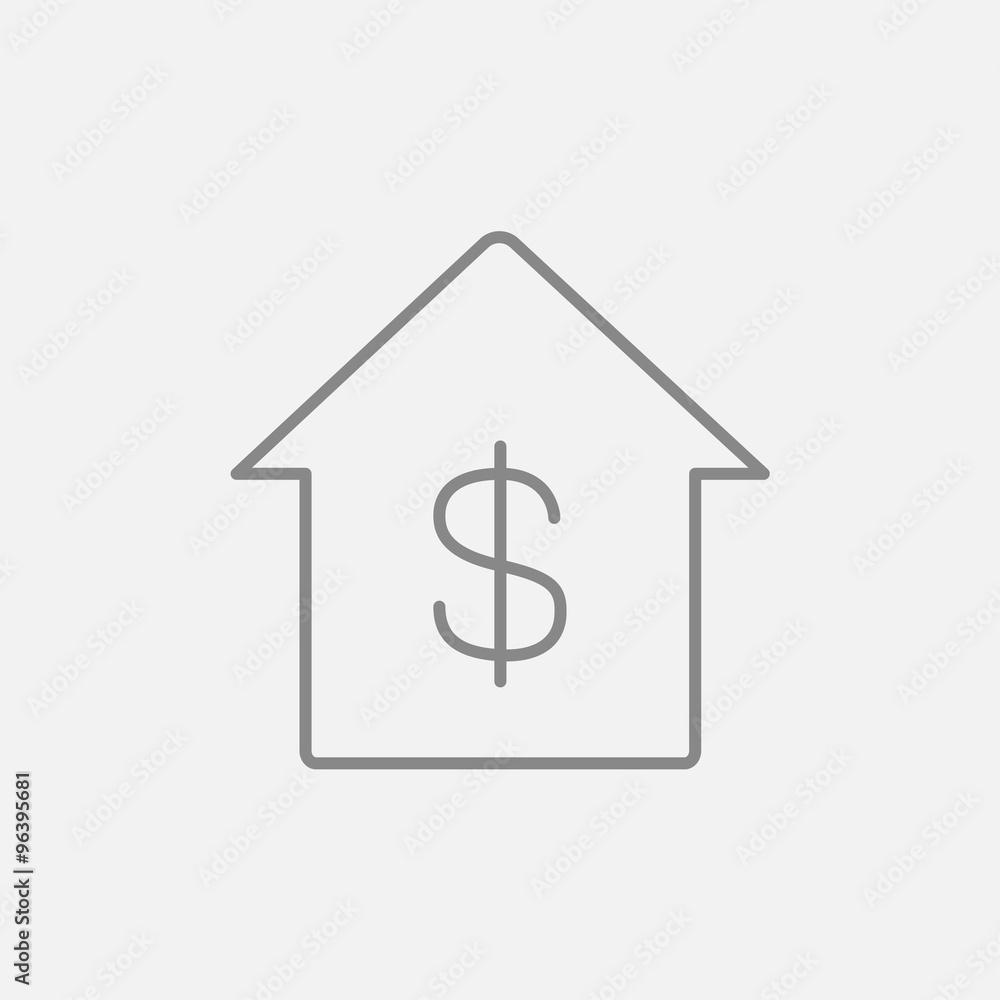 House with dollar symbol line icon. House with dollar symbol line icon.