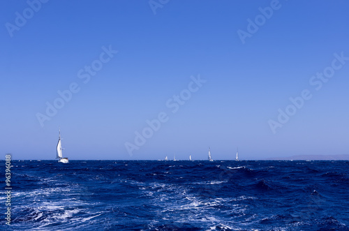 The Aegean sea and sailing yachts, Greece photo