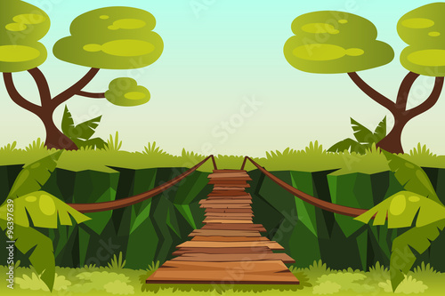bridge over the precipice in the jungle
