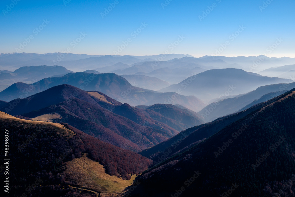 Landscape view of beautiful autumn mountains, Slovakia