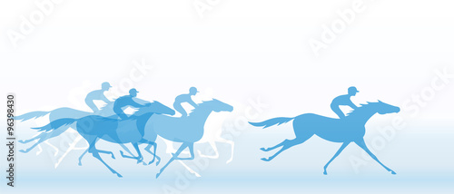 Fotografia Blue banner with horse racing