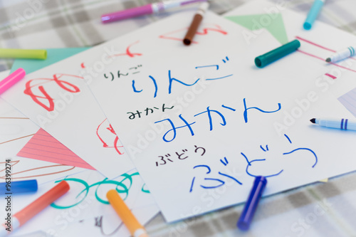 Japanese; Kids Writing Name of the Fruits for Practice