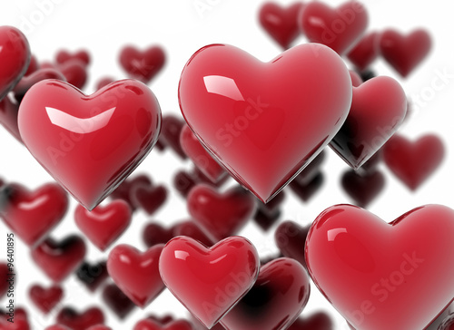 3D hearts background