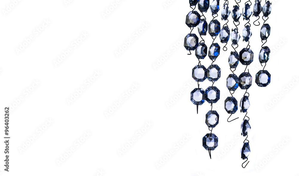 Fototapeta premium Glass Decoration Background, Small Glass Pieces on Metal Wire