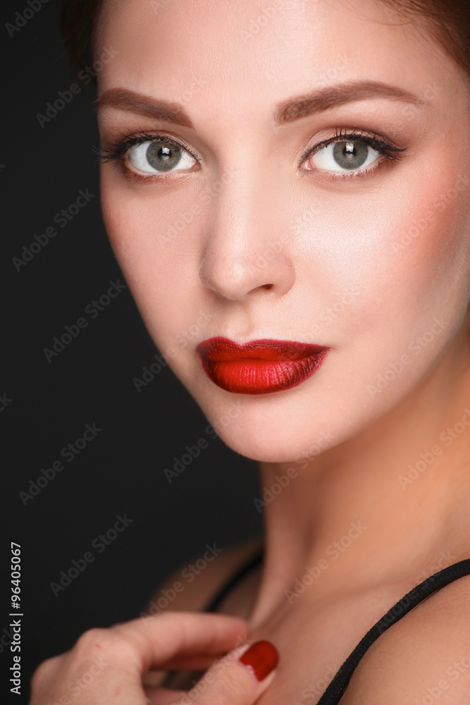 Close up portrait of beautiful young woman face Close up portrait of beautiful young woman face