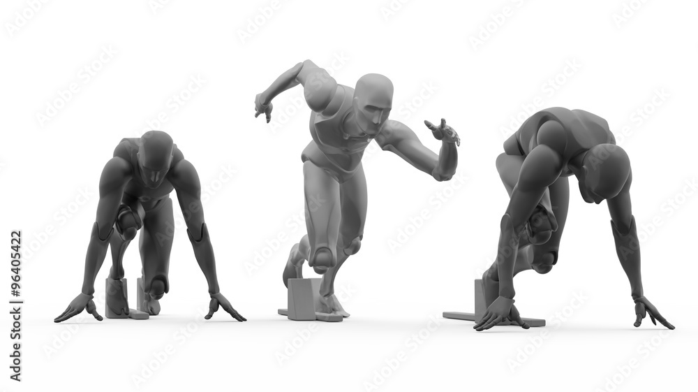 Three dimensional white human run. Ready to run on start. Three dimensional white human run. Ready to run on start.