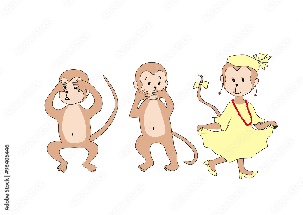 見ざる 言わざる 着飾る Stock イラスト Adobe Stock