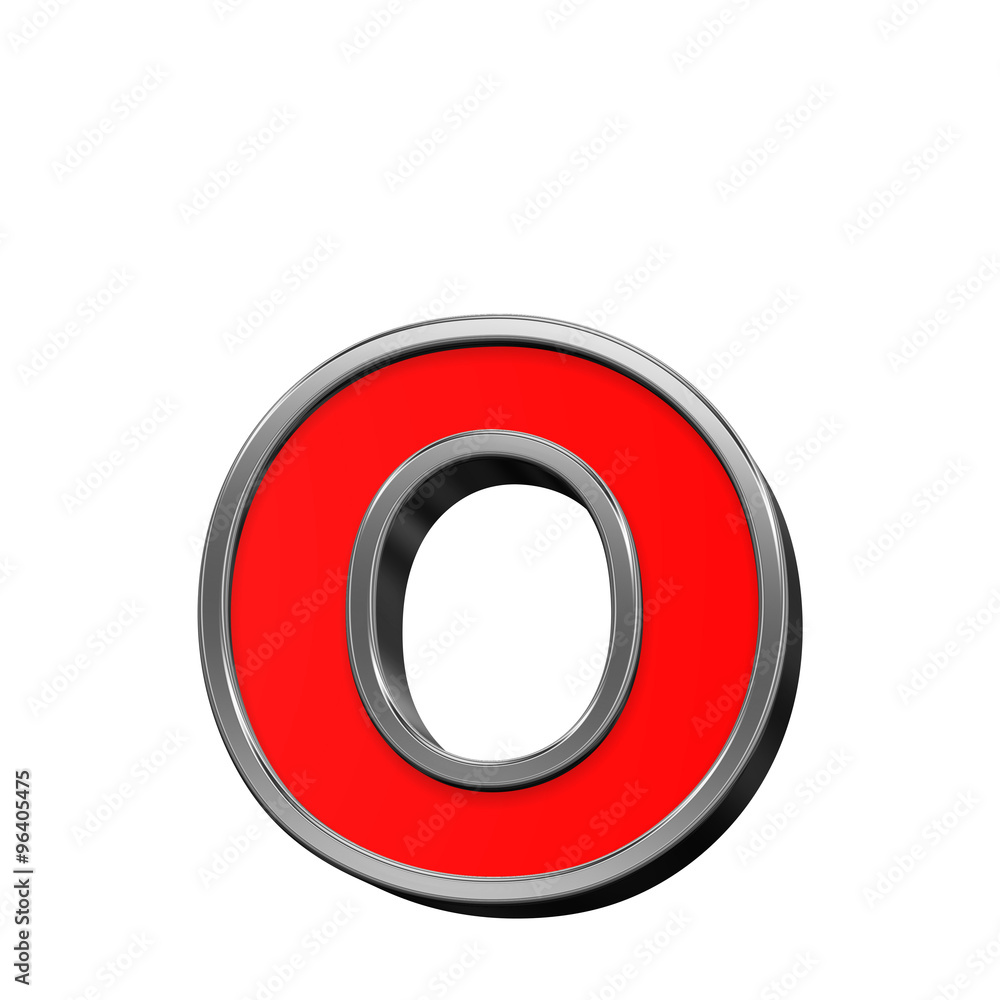One lower case letter from red with chrome frame alphabet set, isolated on white. Computer generated 3D photo rendering. One lower case letter from red with chrome frame alphabet set, isolated on white. Computer generated 3D photo rendering.