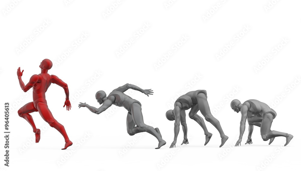 Three dimensional white human run. Ready to run on start. Three dimensional white human run. Ready to run on start.