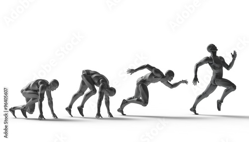  Three dimensional white human run. Ready to run on start.