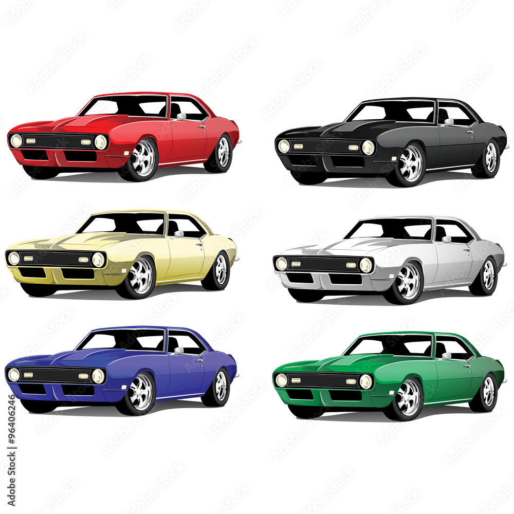 Vector Vintage Classic Car in multiple colors