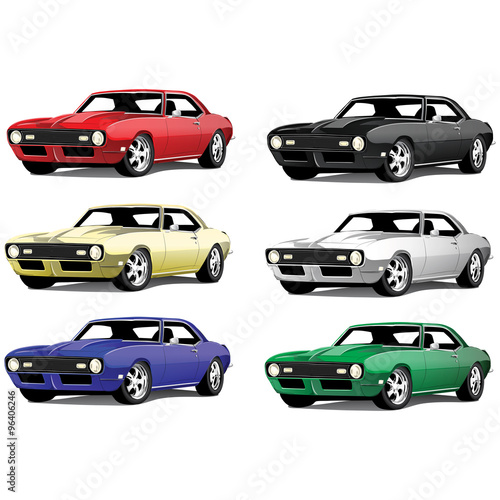 Vector Vintage Classic Car in multiple colors