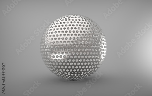 Three dimensional sphere with material on background with shadows.