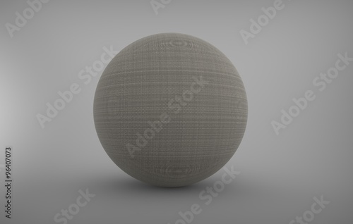 Three dimensional sphere with material on background with shadows.