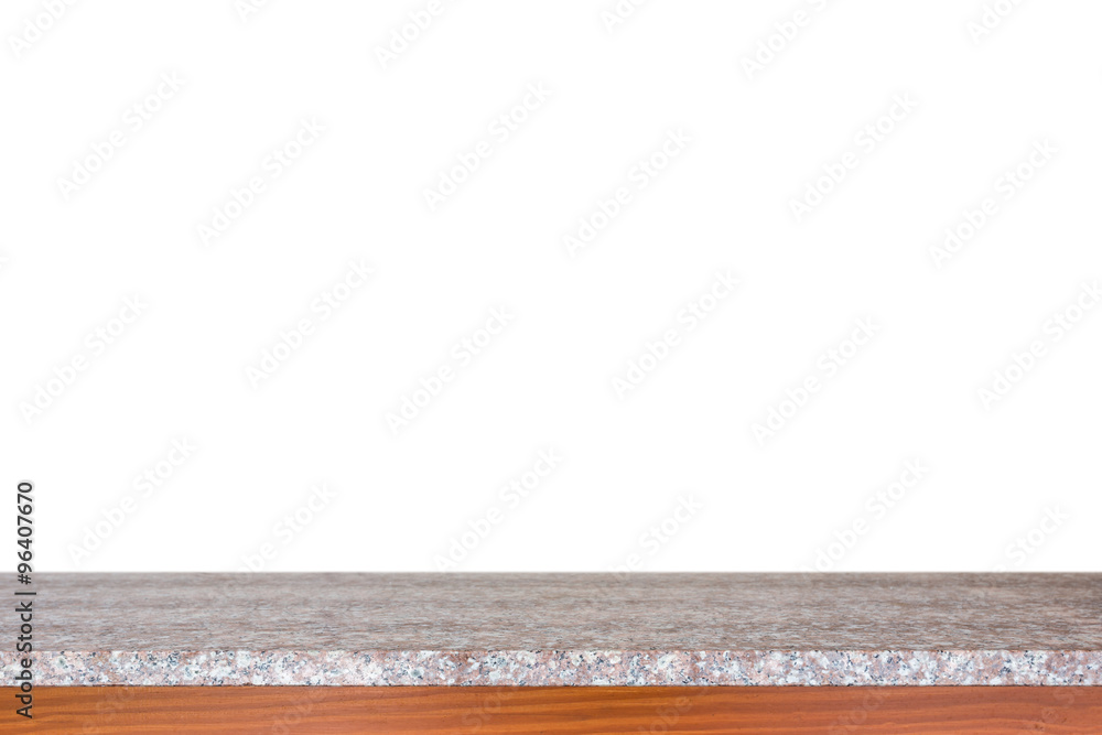 Fototapeta premium Empty top of granite stone table isolated on white background