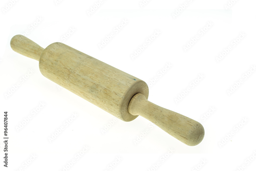 Wooden rolling pin isolated on white background