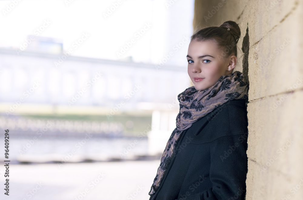 Fototapeta premium Portrait of Happy and Smiling Positive Caucasian Female Teenager