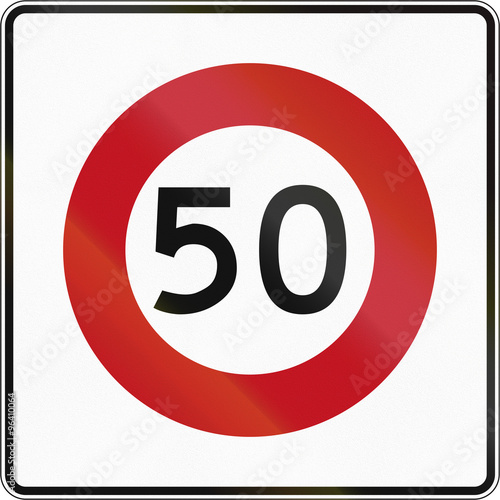 New Zealand road sign RG-1 - 50 kmh limit