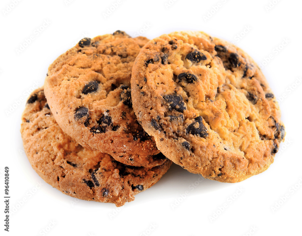Cookies with chocolate crumbs isolated on white background Cookies with chocolate crumbs isolated on white background