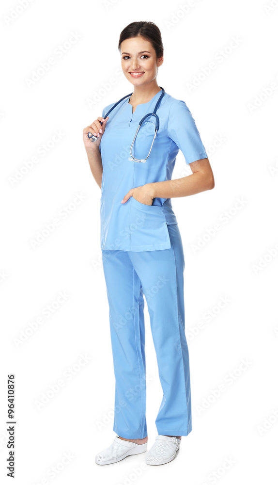 Smiling medical doctor isolated on white Smiling medical doctor isolated on white